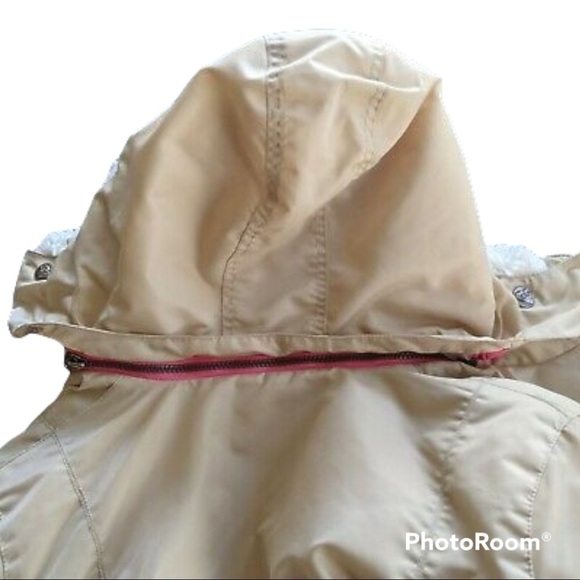 Roxy Junior Large White Pink Flower Embroidered Jacket Removable Hood - Picture 7 of 8